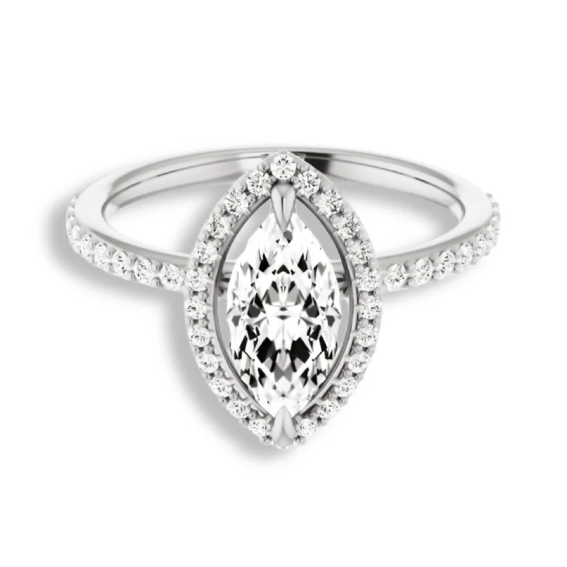 Marquise Cut Diamond Halo Engagement Ring