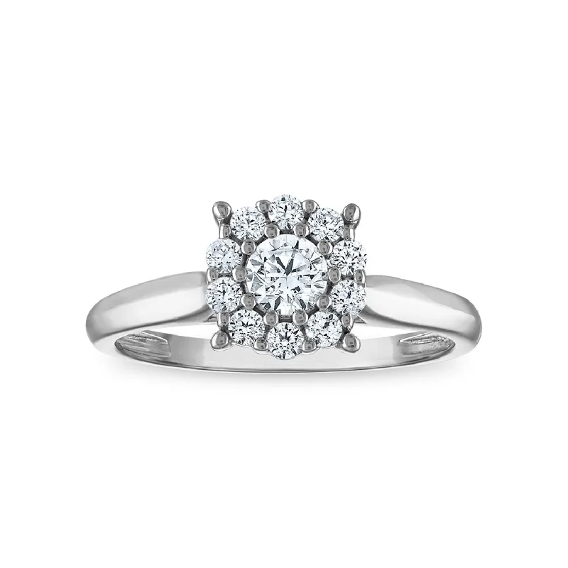 Red Hot Deal  1/2 CTW Lab Grown Diamond Engagement Cluster Ring in 10KT White Gold