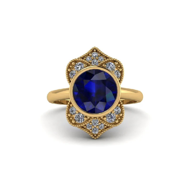 Sapphire Bezel Vintage-Inspired Engagement Ring - Olive No. 13