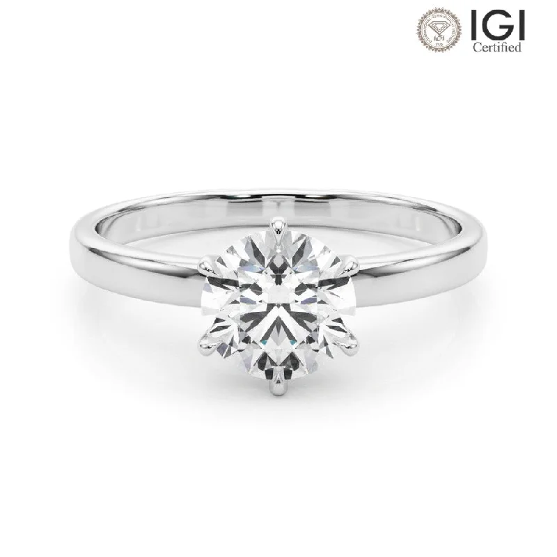 Reigna Round Lab Grown Diamond Solitaire Engagement Ring IGI Certified