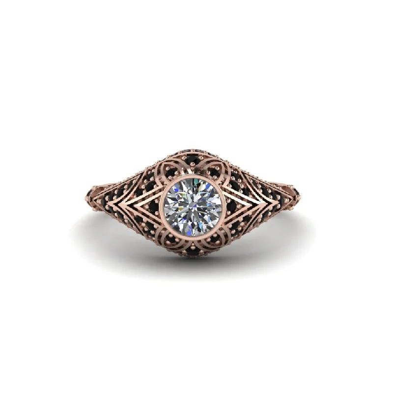 Diamond Bezel Vintage Filigree Engagement Ring - Kendall No. 32