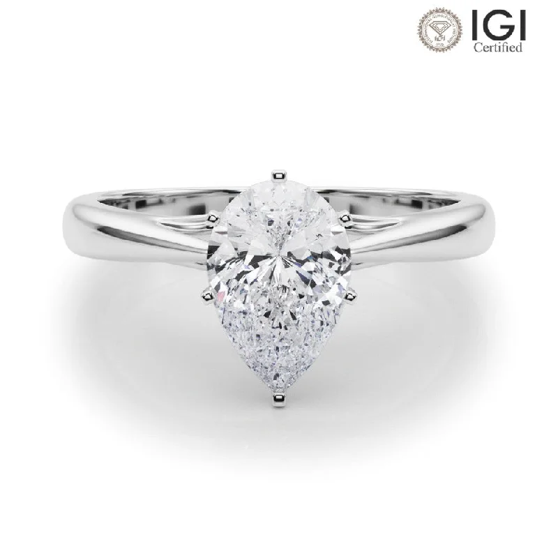 Katerina Pear Lab Grown Diamond Solitaire Engagement Ring IGI Certified