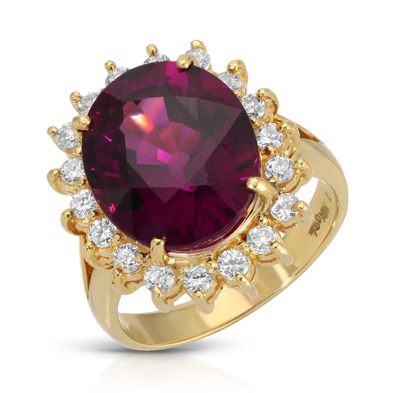 Women's rings subtle-band-Purple Garnet Diamond Ring