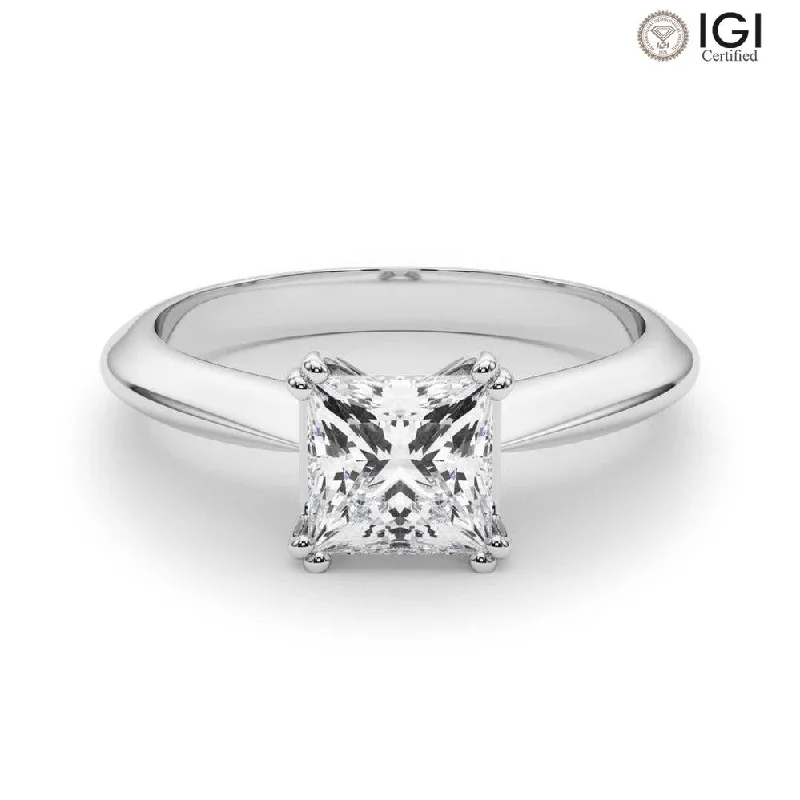 Ava Princess Lab Grown Diamond Solitaire Engagement Ring IGI Certified