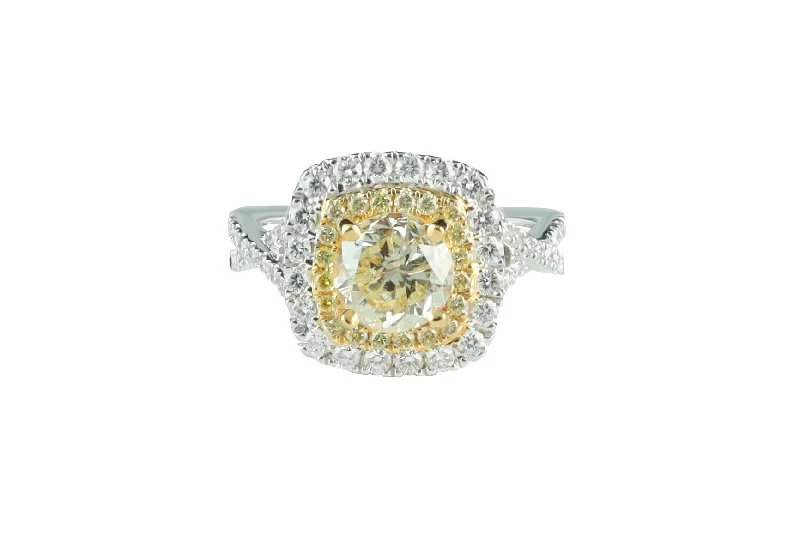 Diamond Engagement Ring 2.18 ctw 14k Two-Tone