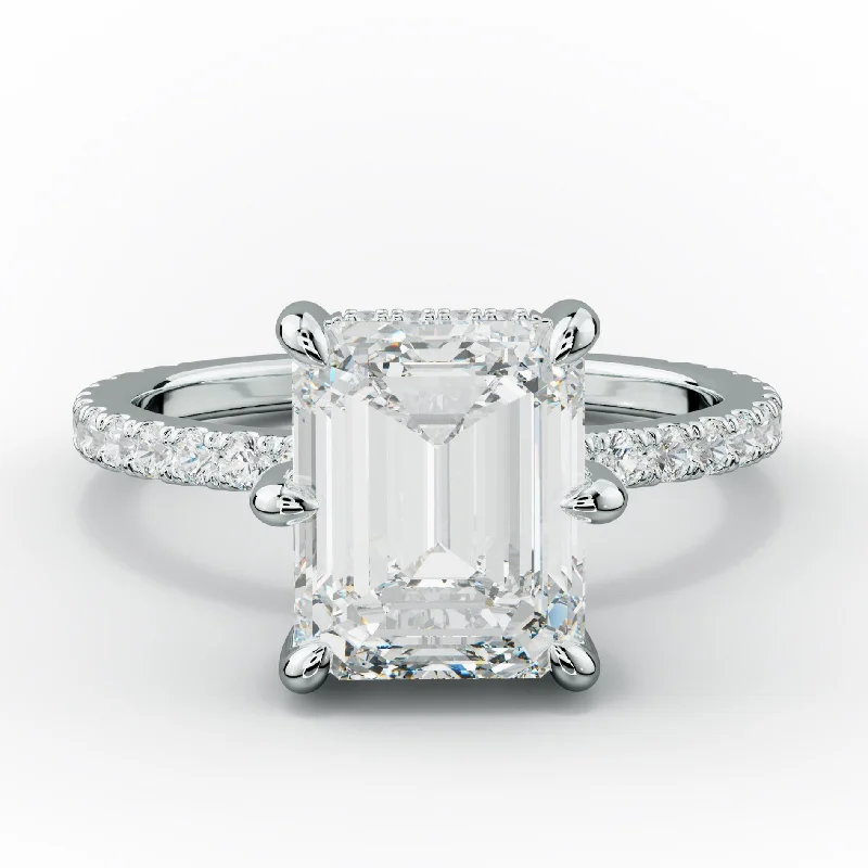 Chloe Six Prong Emerald Cut Diamond Engagement Ring