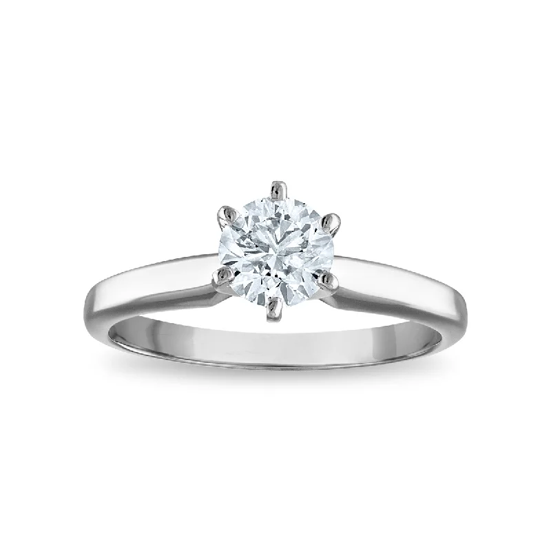 Signature Certificate EcoLove 1 CTW Round Lab Grown Diamond Solitaire Engagement Ring in 14KT White Gold