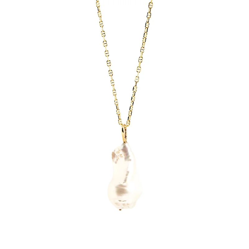 Women's necklaces romantic-touch-Baroque Pearl Pendant / Necklace, Solid Gold