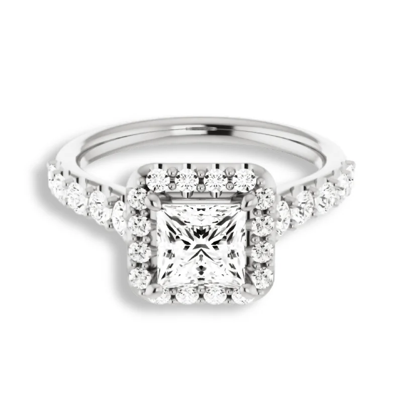 Princess Diamond Halo Engagement Ring