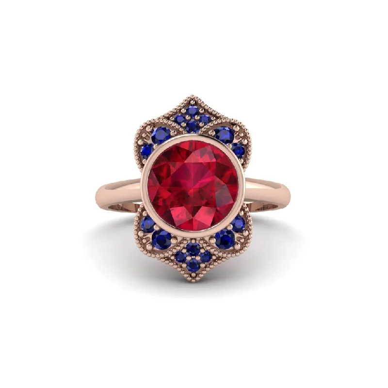 Ruby Bezel Vintage-Inspired Engagement Ring - Olive No. 71