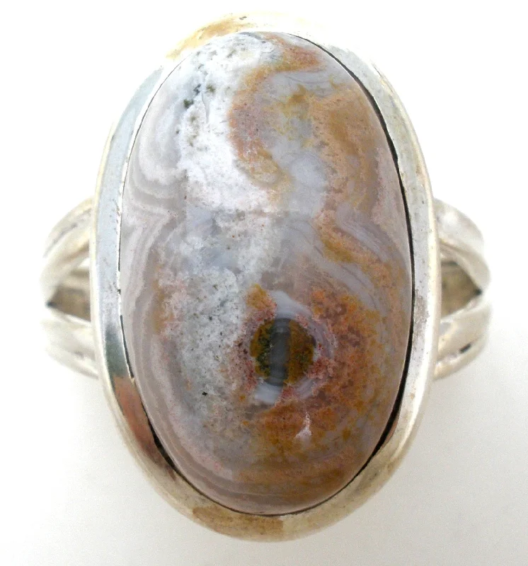 Women's rings knot-Sterling Silver Brown Agate Ring Size 10