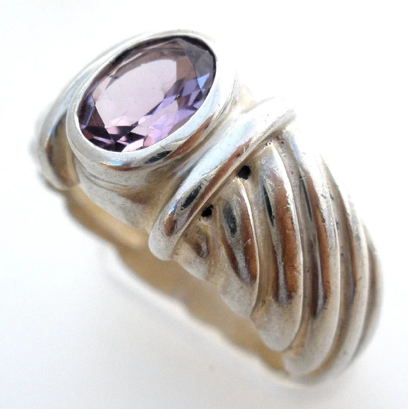 Women's rings chic-rose-Amethyst Cable Ring Sterling Silver Size 7.5