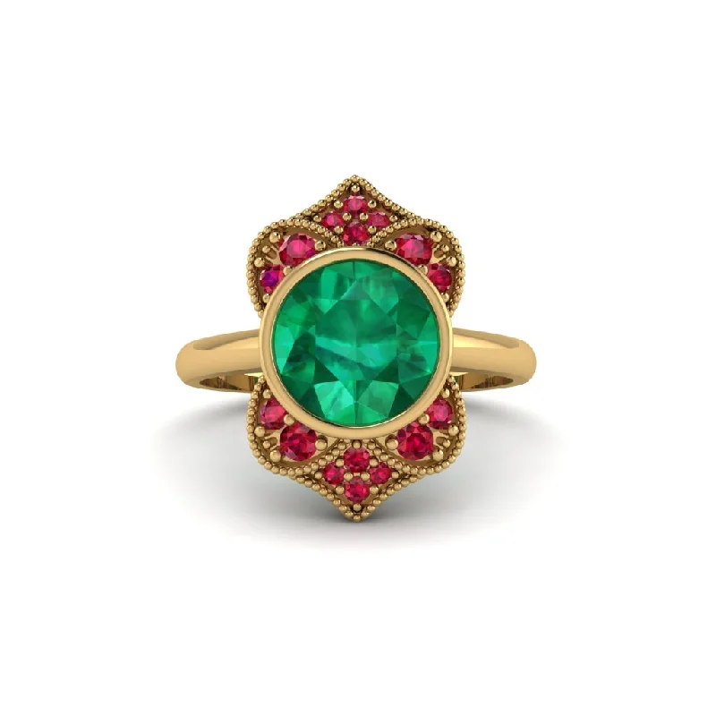 Emerald Bezel Vintage-Inspired Engagement Ring - Olive No. 49