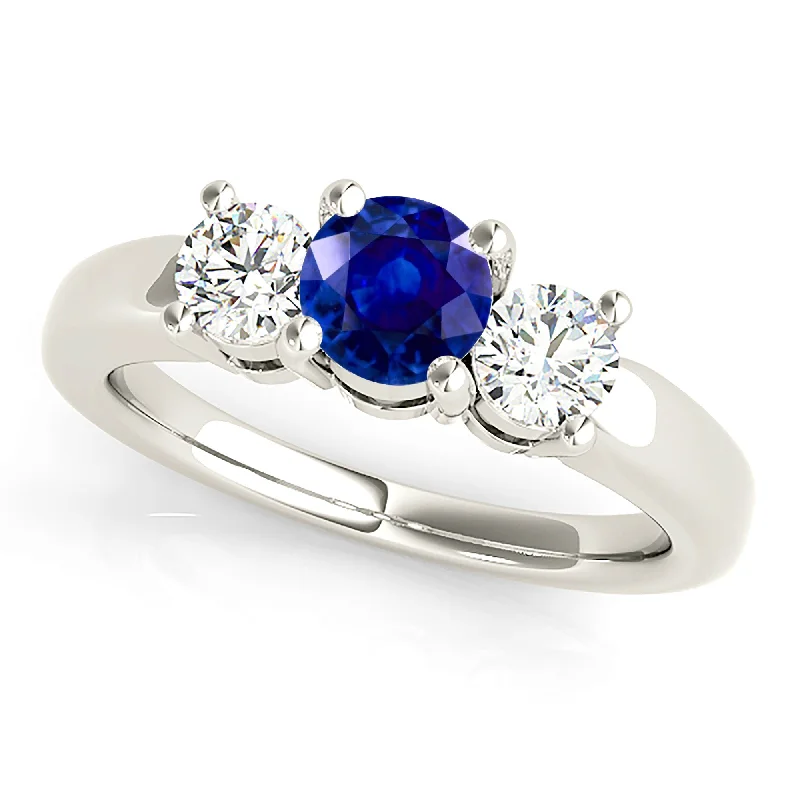 1.20 ct. Genuine Blue Sapphire Three Stone Engagement Ring