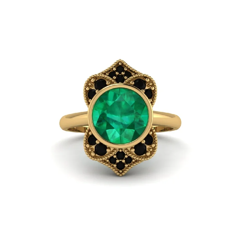 Emerald Bezel Vintage-Inspired Engagement Ring - Olive No. 34