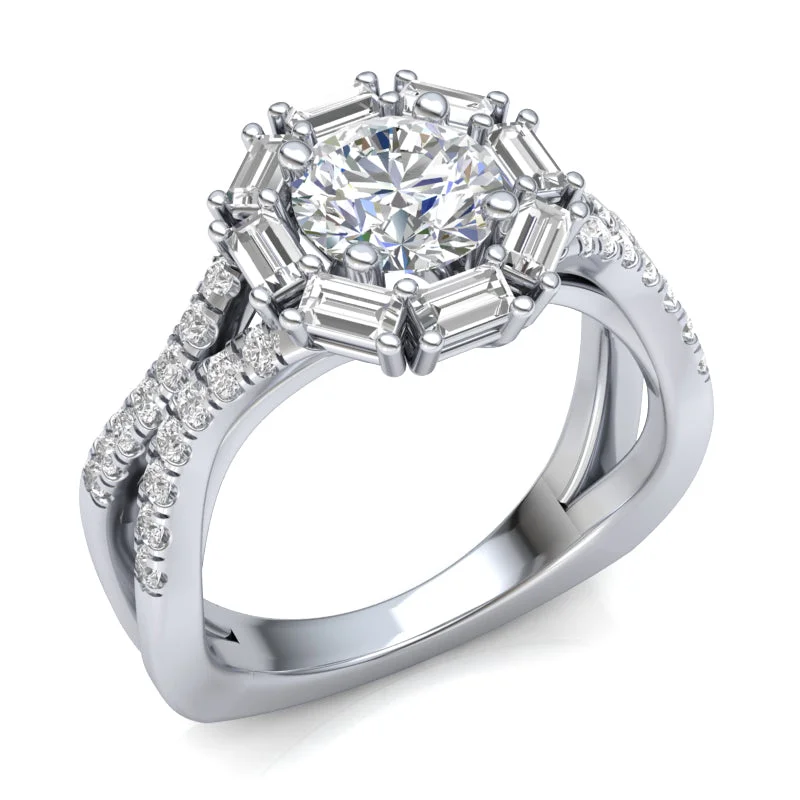 Diamond Halo Engagement Ring Luminar L8045E 1.70 ctw