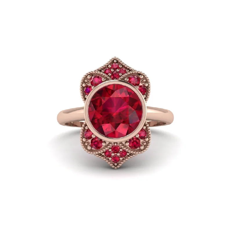 Ruby Bezel Vintage-Inspired Engagement Ring - Olive No. 56