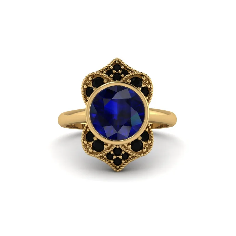 Sapphire Bezel Vintage-Inspired Engagement Ring - Olive No. 43