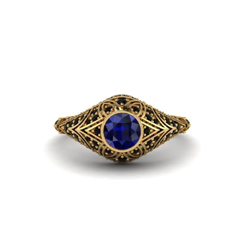 Sapphire Bezel Vintage Filigree Engagement Ring - Kendall No. 43