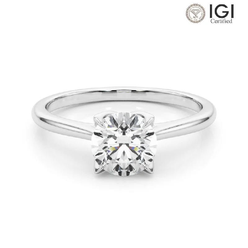 Flora Round  Lab Grown Diamond Solitaire Engagement Ring IGI Certified