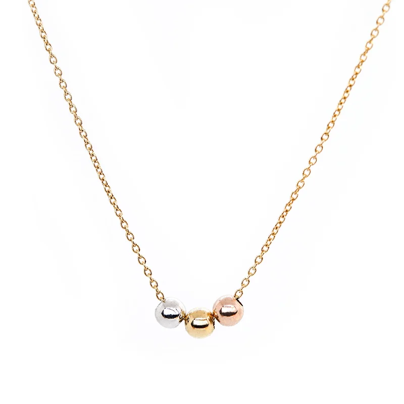 Women's necklaces graceful-Triple Points Necklace, Solid Gold