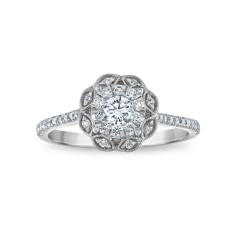 EcoLove 1/2 CTW Lab Grown Diamond Halo Engagement Ring in 10KT White Gold