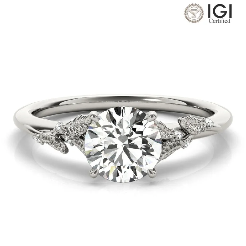 Laurel Round Lab Grown Diamond Solitaire Engagement Ring IGI Certified