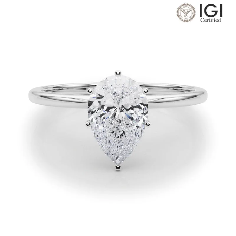 Angelica Pear Lab Grown Diamond Solitaire Engagement Ring IGI Certified