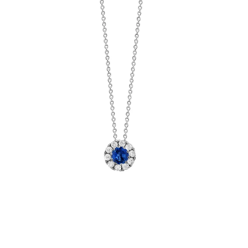 Women's necklaces vintage-style-Sapphire Diamond Necklace