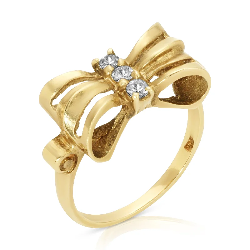 Women's rings rose-tone-Vintage Bow Ring