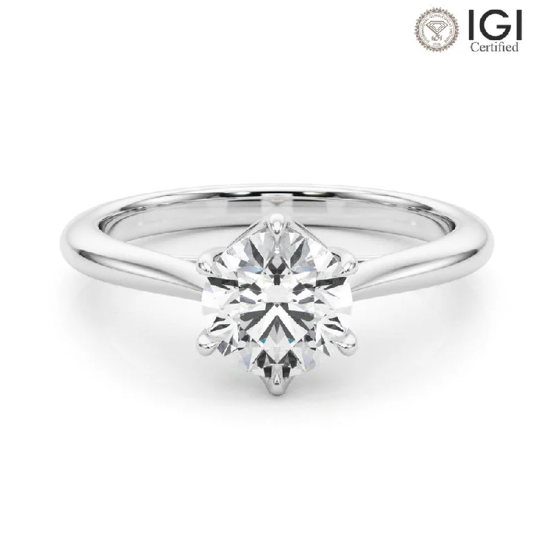 Grace Round Lab Grown Diamond Solitaire Engagement Ring IGI Certified