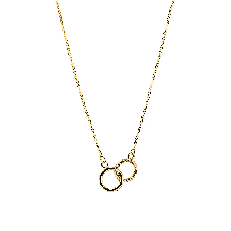 Women's necklaces opal-Interlocked Mini Circles Necklace, Solid 18k Gold