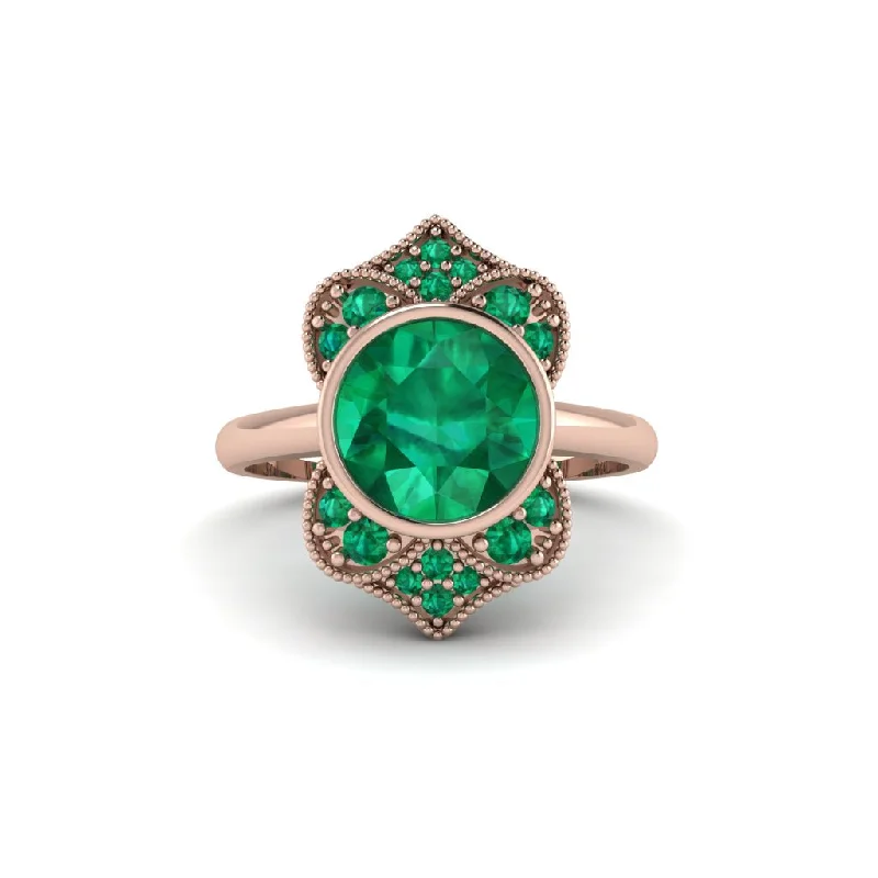 Emerald Bezel Vintage-Inspired Engagement Ring - Olive No. 20