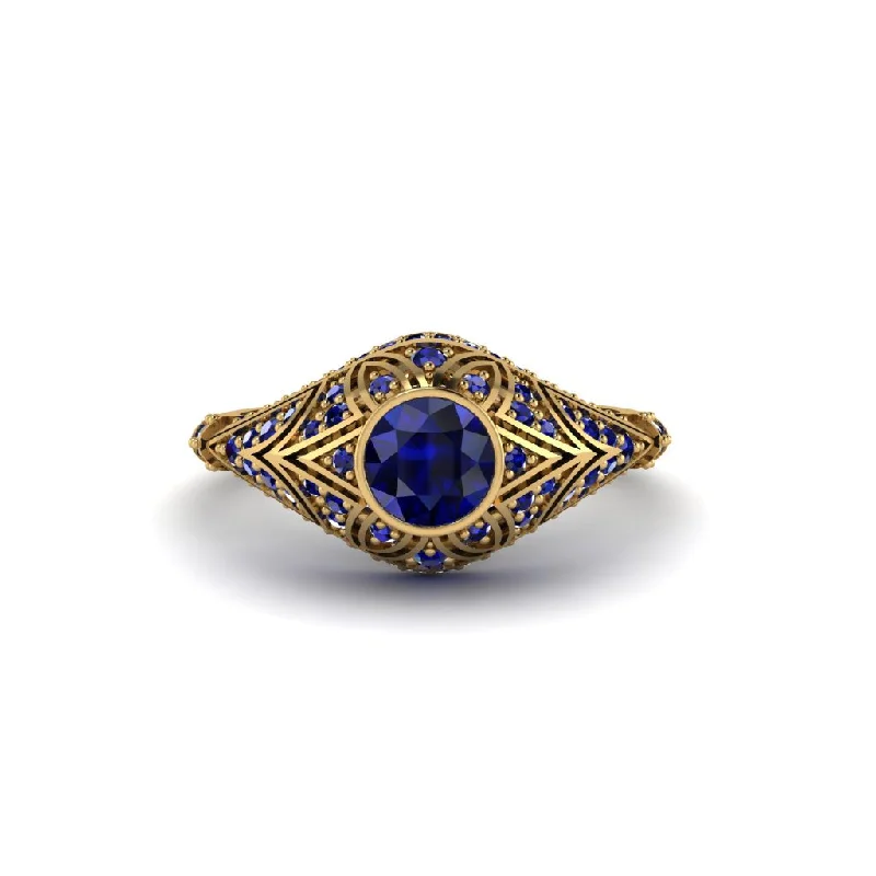 Sapphire Bezel Vintage Filigree Engagement Ring - Kendall No. 73