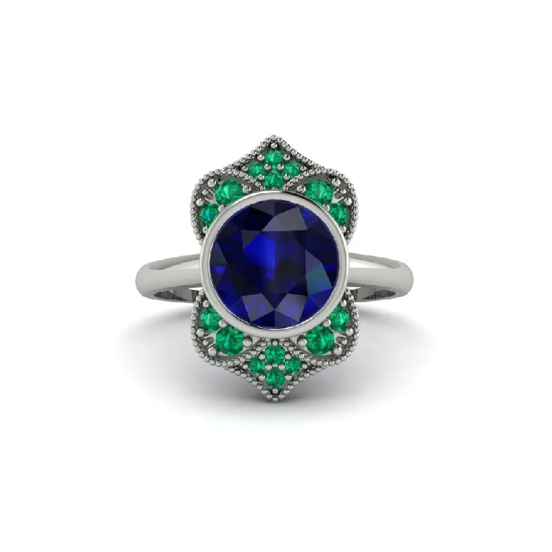 Sapphire Bezel Vintage-Inspired Engagement Ring - Olive No. 30