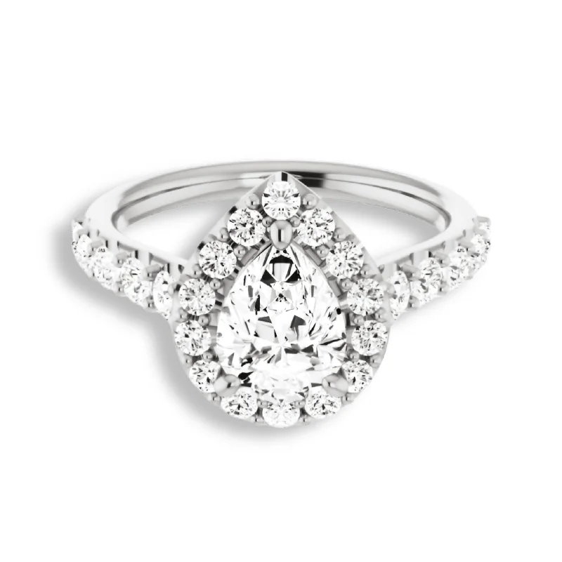 Pear Cut Diamond Halo Engagement Ring