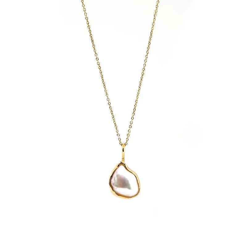 Women's necklaces subtle-elegance-Pearl Outline Pendant / Necklace, Solid Gold