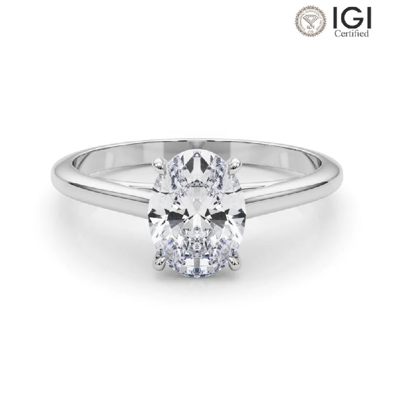 Amelia Oval Lab Grown Diamond Solitaire Engagement Ring IGI Certified