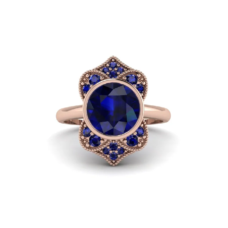 Sapphire Bezel Vintage-Inspired Engagement Ring - Olive No. 74