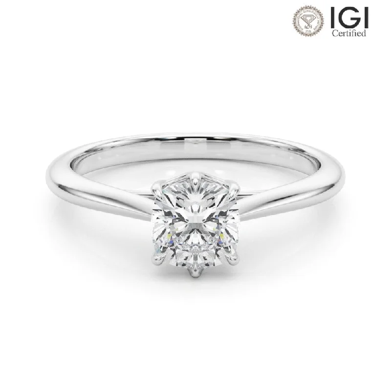 Grace Cushion Lab Grown Diamond Solitaire Engagement Ring IGI Certified