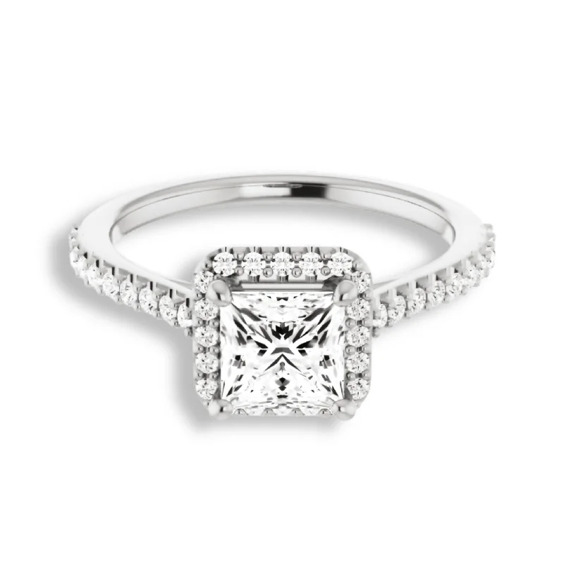 Princess Diamond Halo Engagement Ring