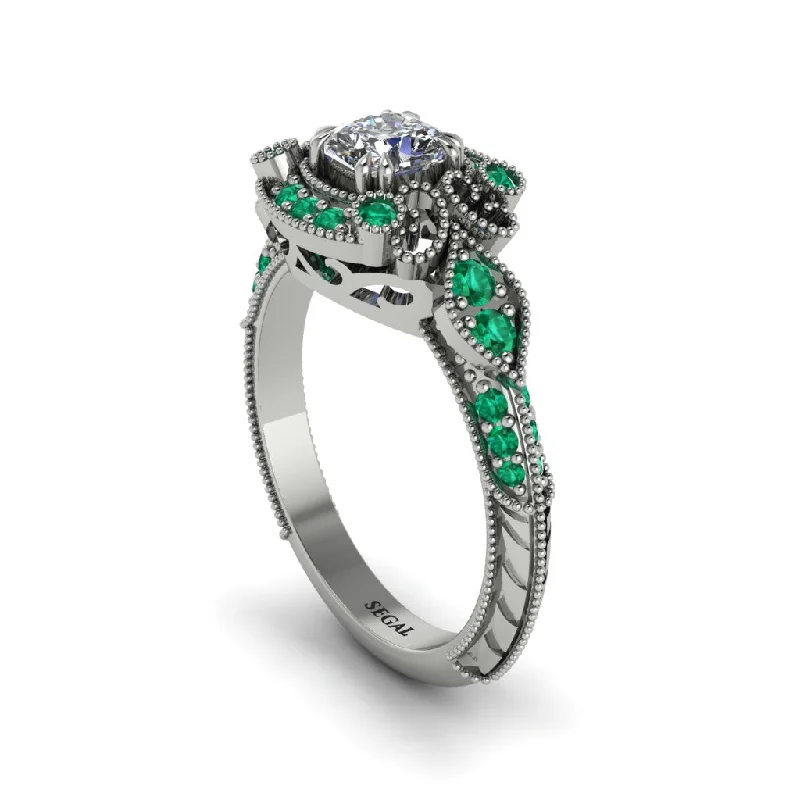 Diamond Vintage Filigree Cushion Cut Engagement Ring - Elaina No. 18