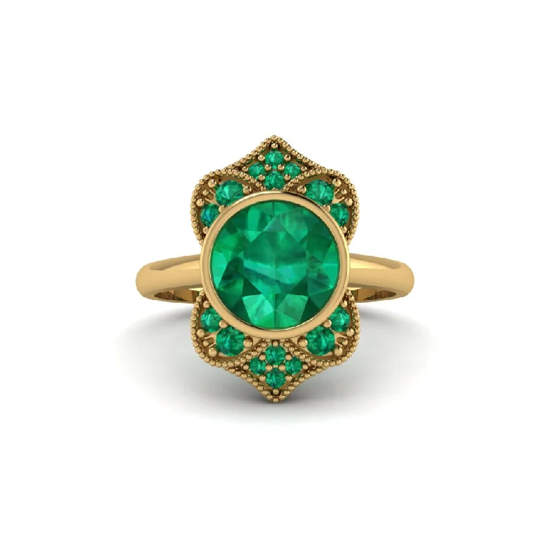 Emerald Bezel Vintage-Inspired Engagement Ring - Olive No. 19