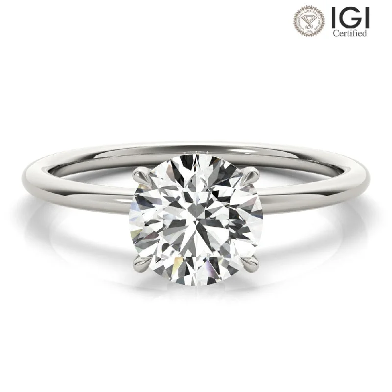 Secret Halo Round Lab Grown Diamond Solitaire Engagement Ring IGI Certified