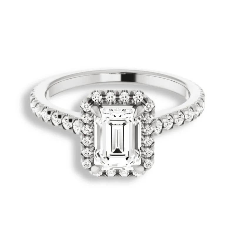 Emerald Cut Diamond Halo Engagement Ring