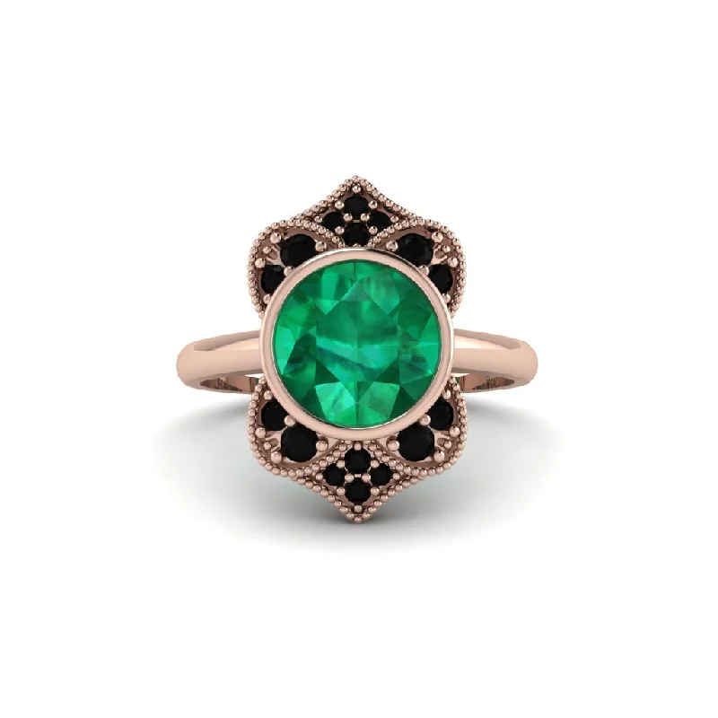 Emerald Bezel Vintage-Inspired Engagement Ring - Olive No. 35