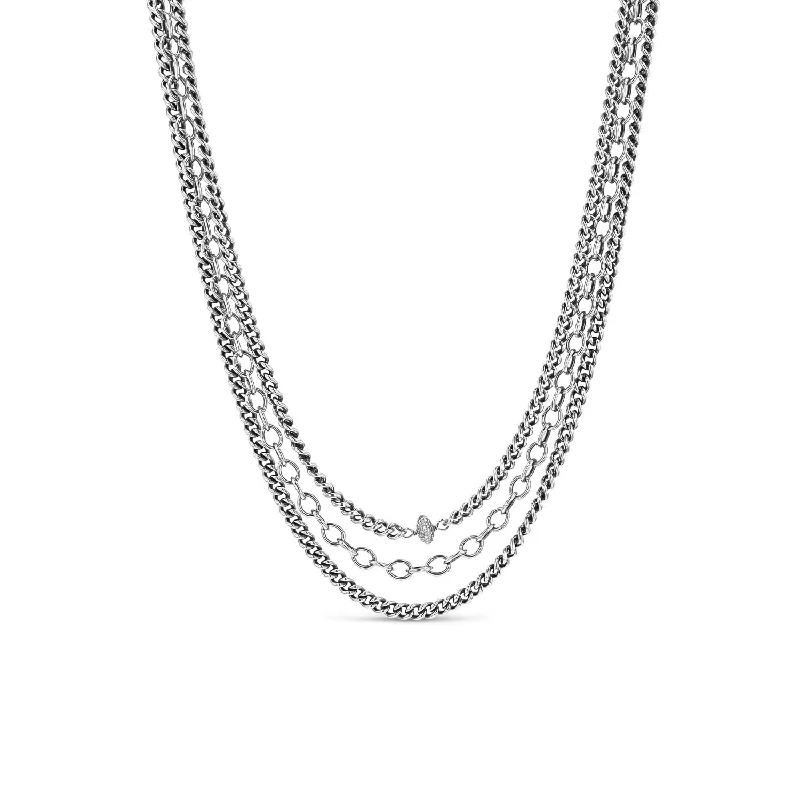 Women's necklaces subtle-chic-Strength, Beauty and Power Triple Layer Chain Necklace