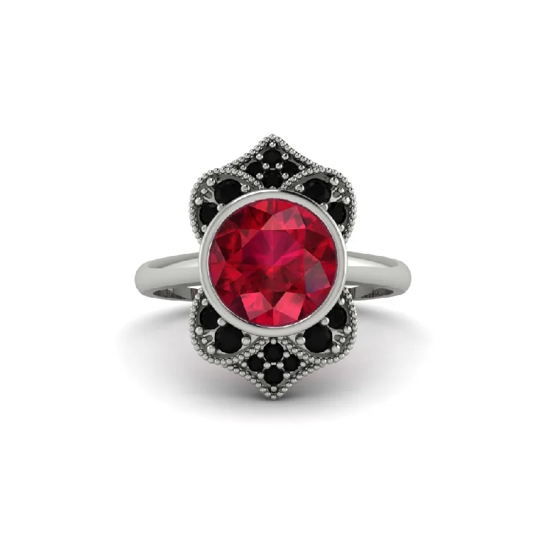 Ruby Bezel Vintage-Inspired Engagement Ring - Olive No. 42