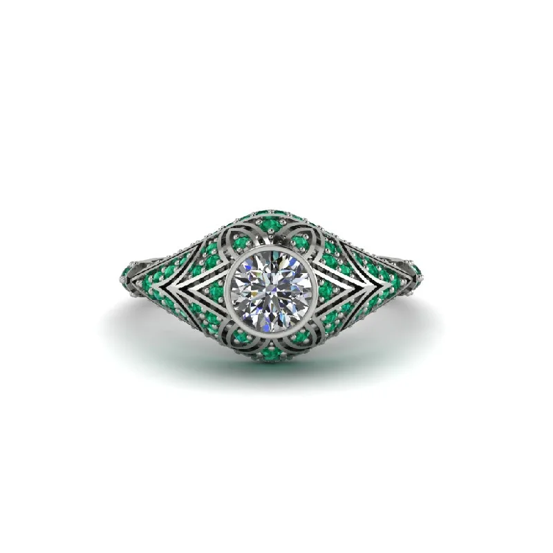 Diamond Bezel Vintage Filigree Engagement Ring - Kendall No. 18