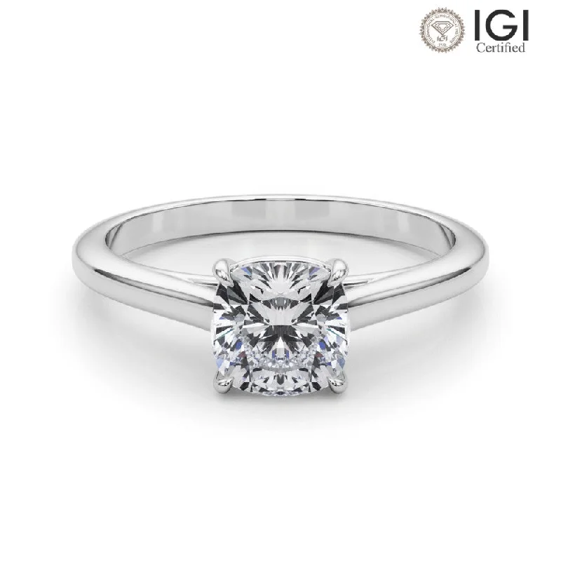 Amelia Cushion Lab Grown Diamond Solitaire Engagement Ring IGI Certified